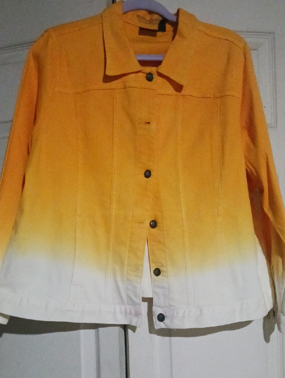 Women with Control Yellow to White Ombre Jean Jacket